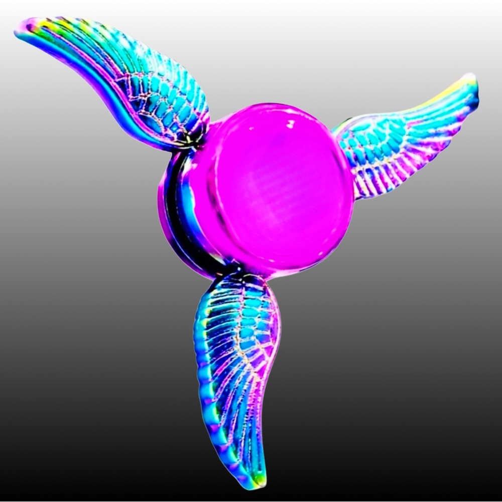 Heavy Duty Rainbow Angel Wings Metallic Unique Metal Fidget Spinner